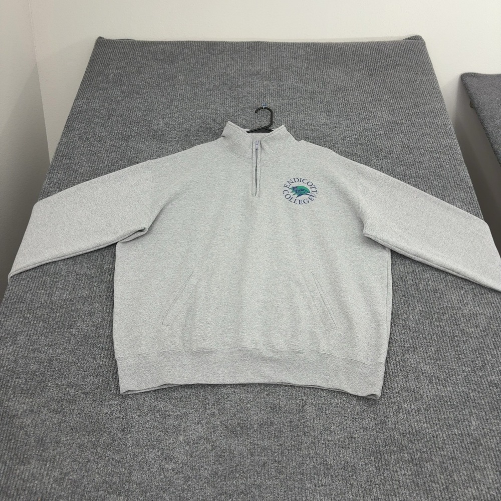 Endicott College Champion Sweatshirt Mens 2XL Gray Fleece Quarter Zip Mock Neck